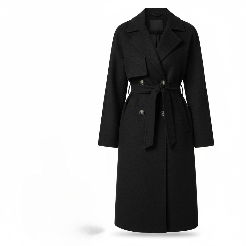 Lapel Double-Breasted Trench Coat-Vyana Collective
