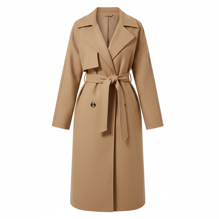 Lapel Double-Breasted Trench Coat-Vyana Collective