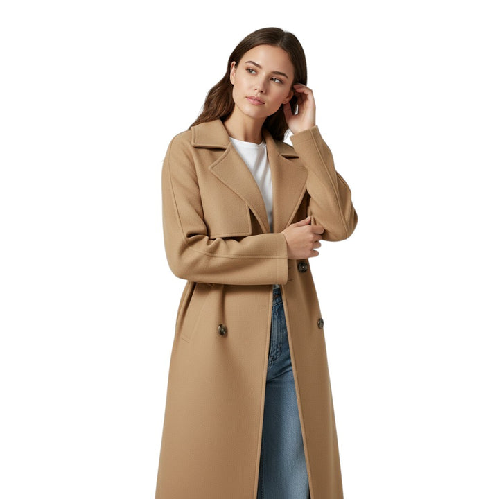 Lapel Double-Breasted Trench Coat-Vyana Collective