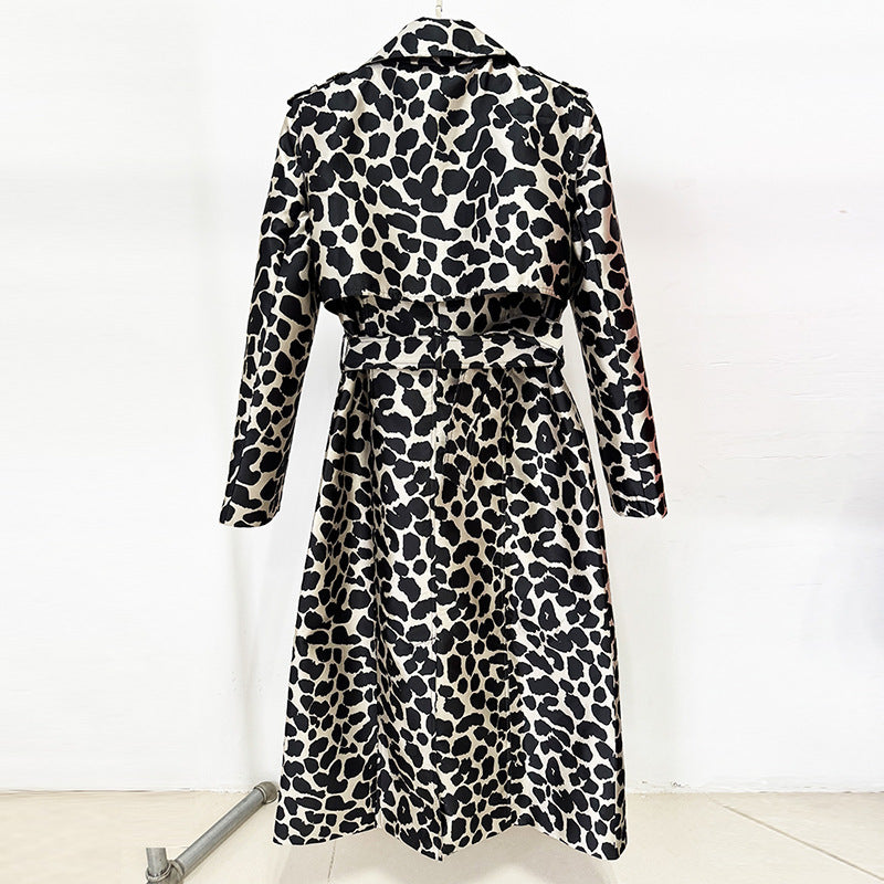 Leopard Print Belted Trench Coat for Statement Street Style Women-Vyana Collective