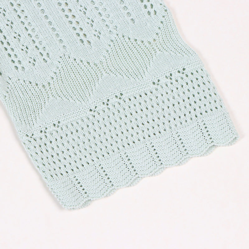 Light Green Pointelle Knit Midi Dress-Vyana Collective