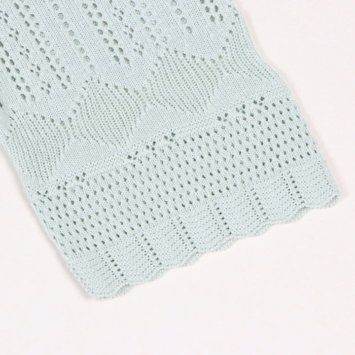 Light Green Pointelle Knit Midi Dress-Vyana Collective