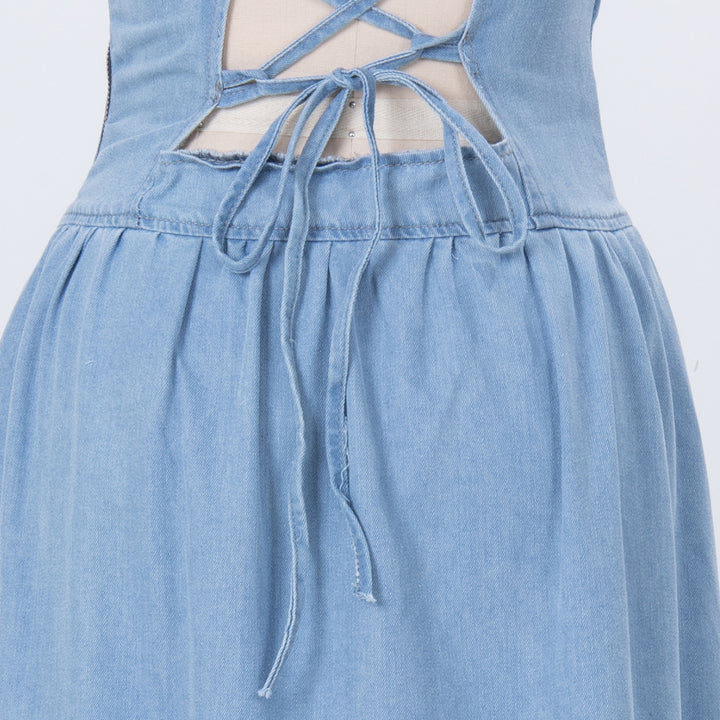 Light Wash Denim Maxi Dress for Casual Daily Wear-Vyana Collective