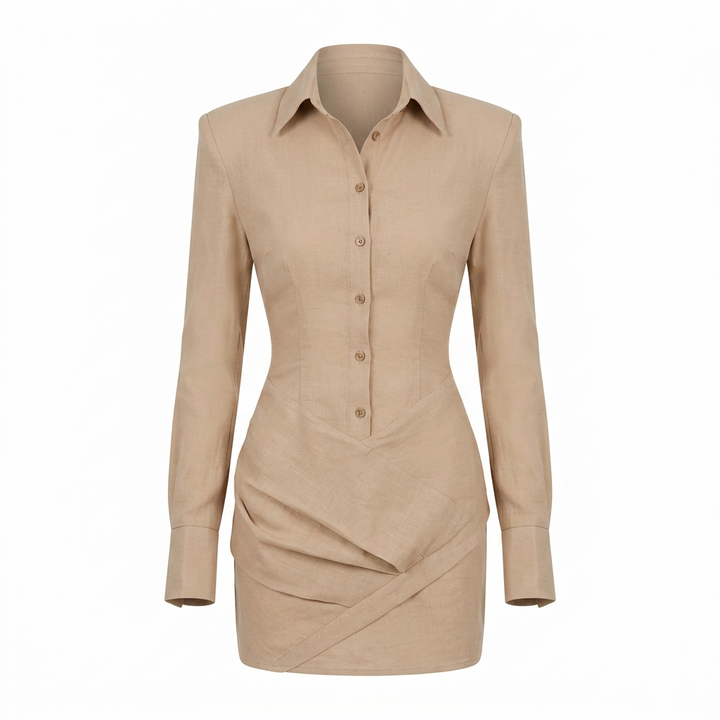 Long Sleeve Shirt Mini Dress for Friday Night Vibes and Modern Elegance Women-Vyana Collective