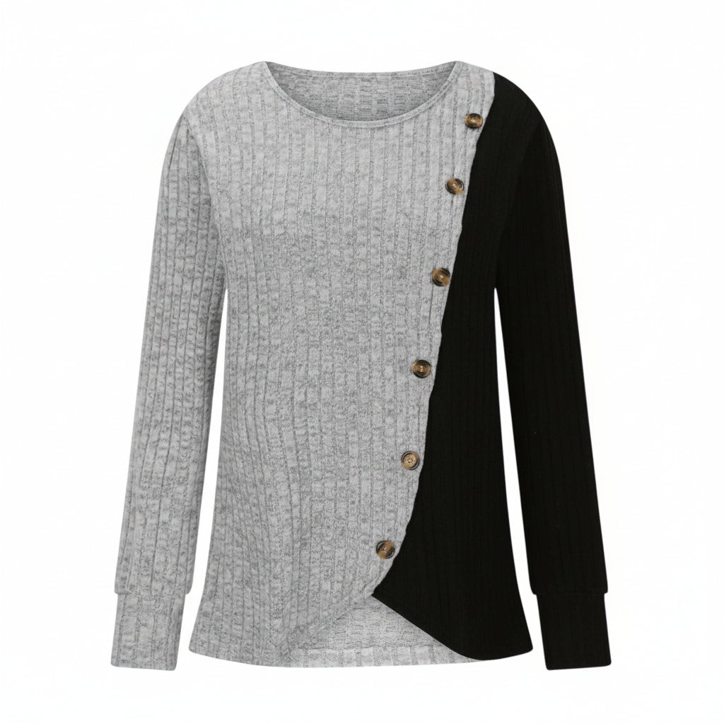 Multicolor Striped Long Sleeve Knit T-Shirt-Vyana Collective
