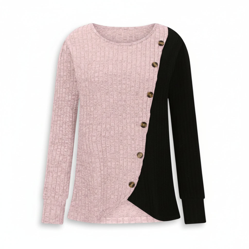 Multicolor Striped Long Sleeve Knit T-Shirt-Vyana Collective