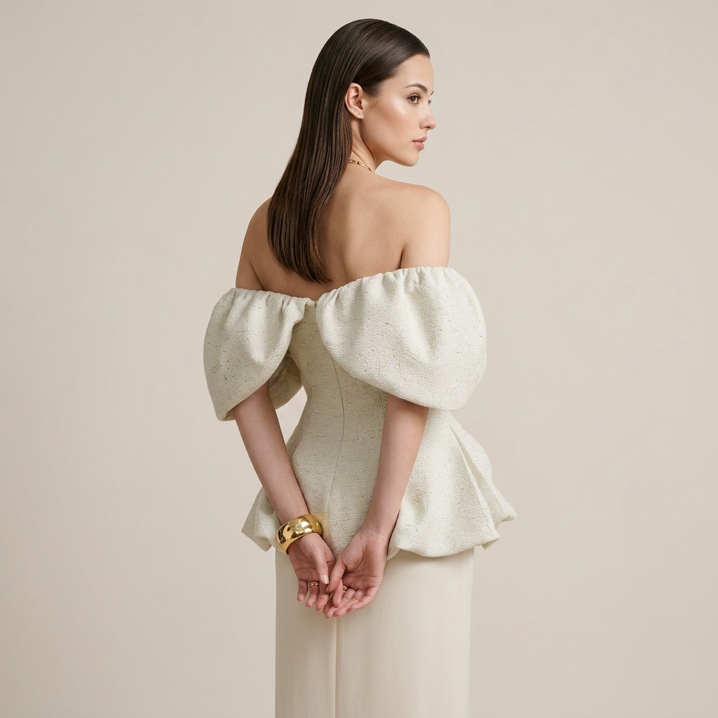 Off-Shoulder Puff Sleeve Peplum Top &amp; Maxi Skirt Set-Vyana Collective