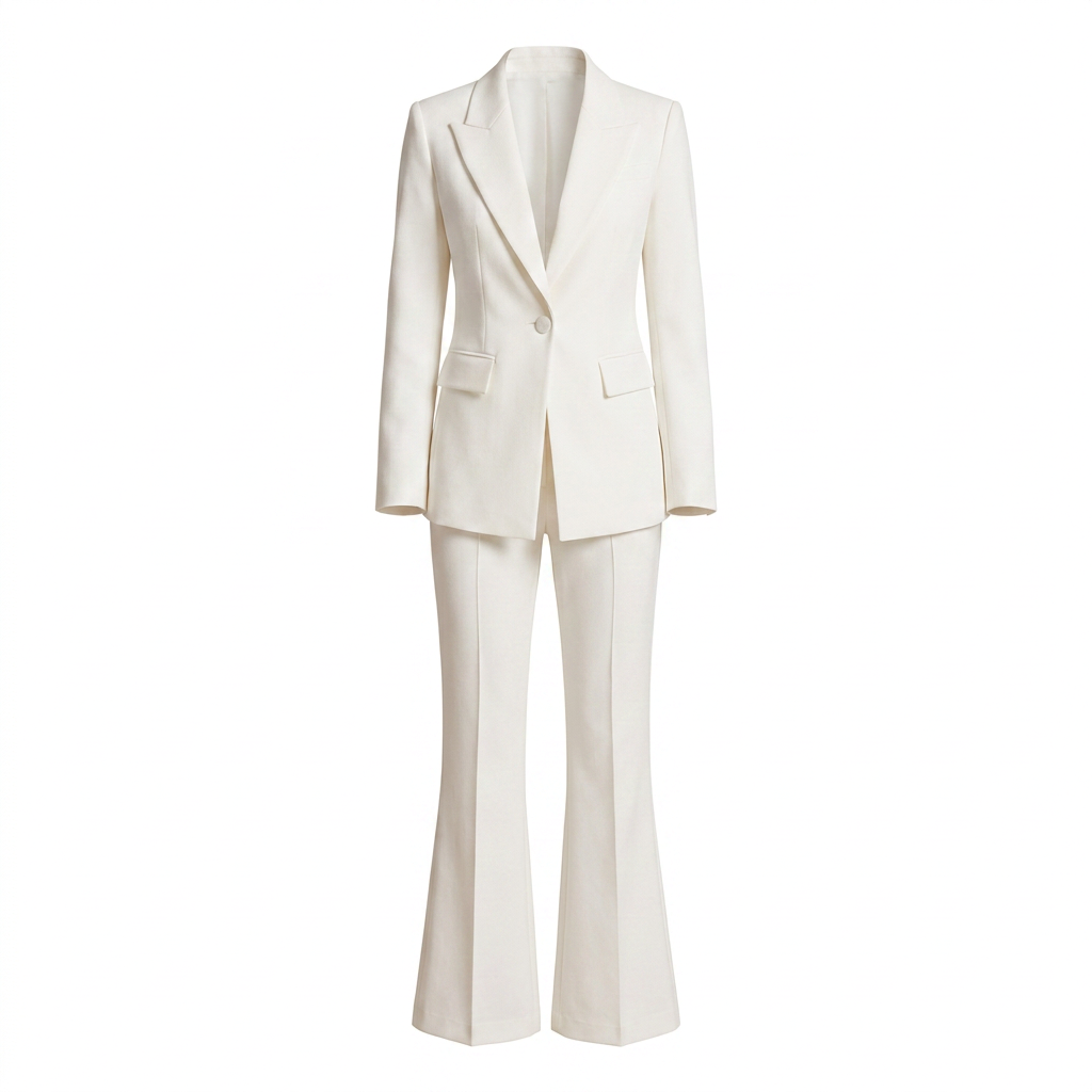 One Button Tailored Blazer and Flared Pants Suit Set for Meetings Ready and Executive Elegance Women-Vyana Collective