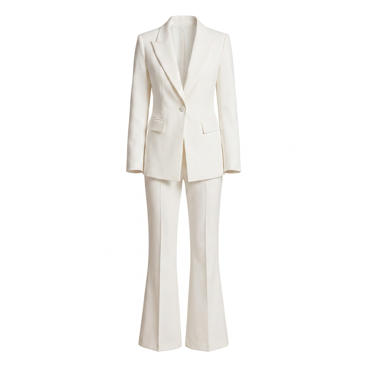 One Button Tailored Blazer and Flared Pants Suit Set for Meetings Ready and Executive Elegance Women-Vyana Collective