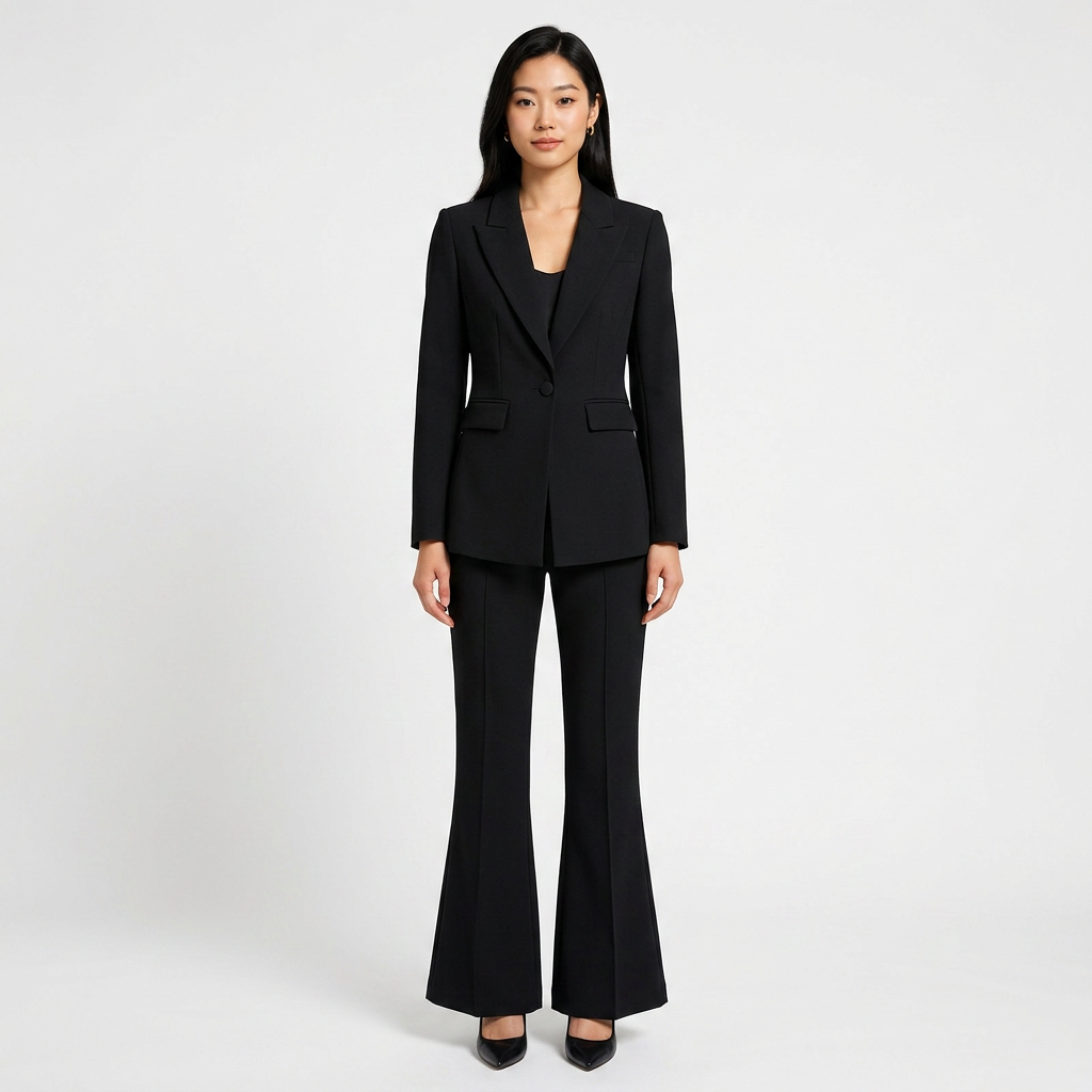 One Button Tailored Blazer and Flared Pants Suit Set for Meetings Ready and Executive Elegance Women-Vyana Collective