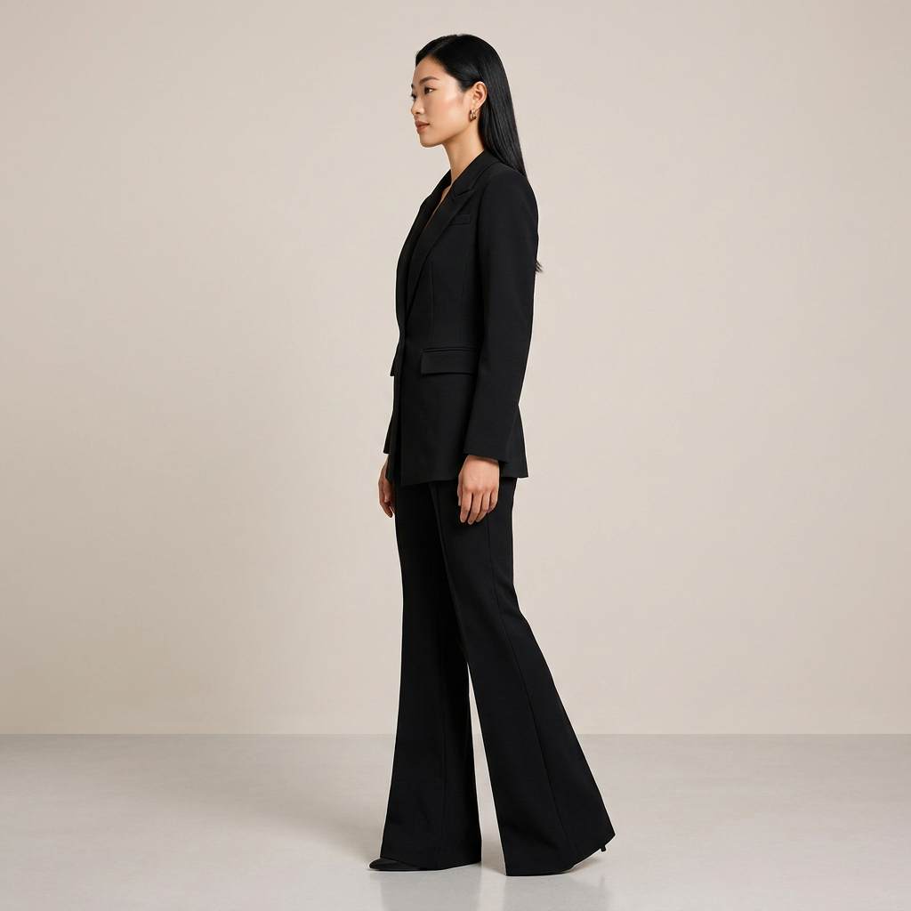 One Button Tailored Blazer and Flared Pants Suit Set for Meetings Ready and Executive Elegance Women-Vyana Collective
