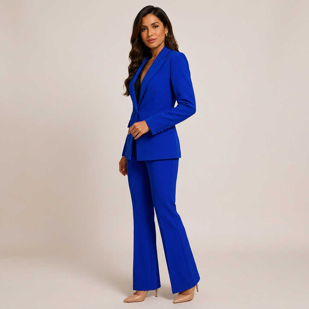 One Button Tailored Blazer and Flared Pants Suit Set for Meetings Ready and Executive Elegance Women-Vyana Collective