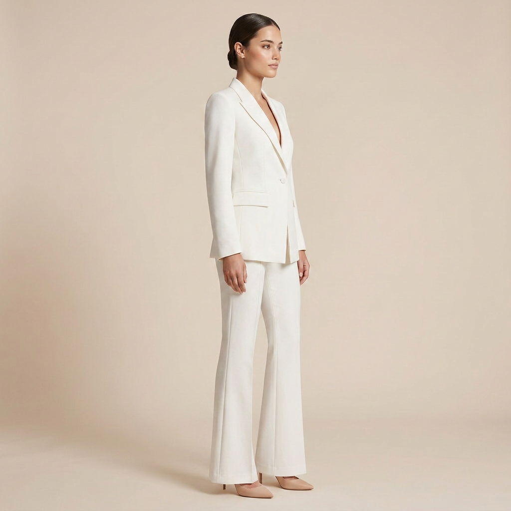 One Button Tailored Blazer and Flared Pants Suit Set for Meetings Ready and Executive Elegance Women-Vyana Collective