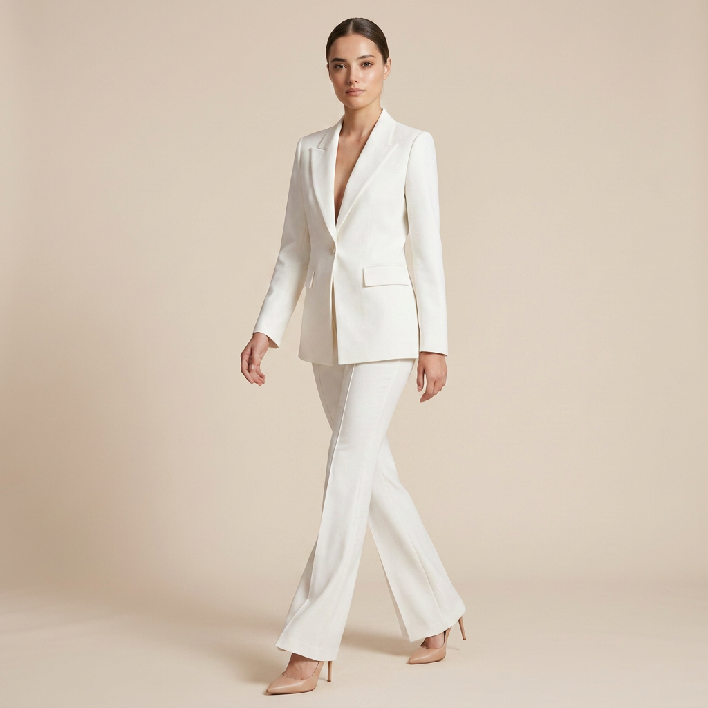 One Button Tailored Blazer and Flared Pants Suit Set for Meetings Ready and Executive Elegance Women-Vyana Collective