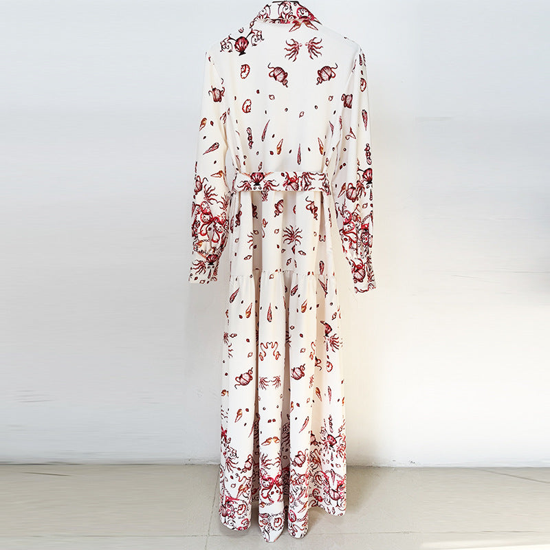 Paisley Print Shirt Collar Maxi Dress for Friday Night Vibes Women-Vyana Collective