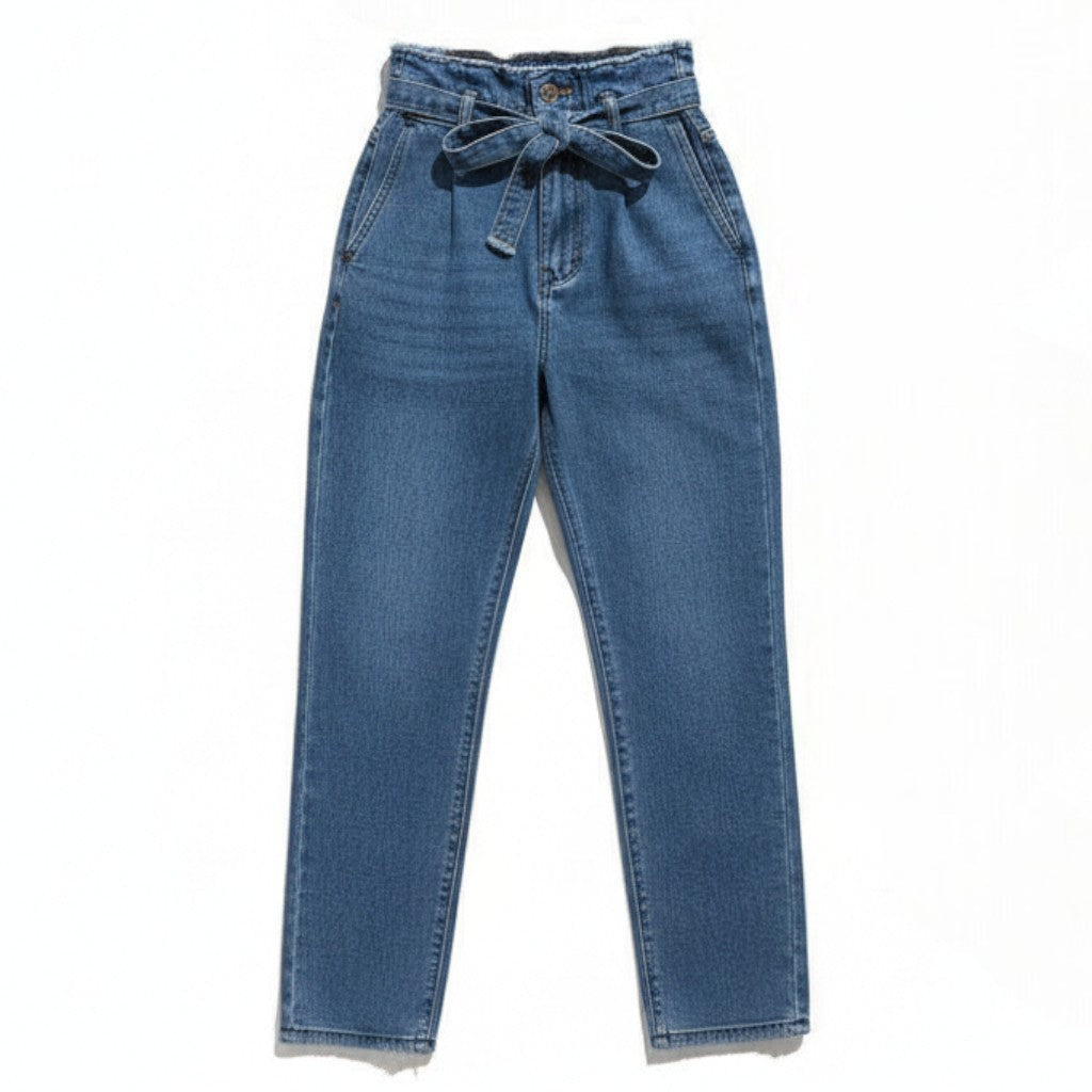 Plus Size High-Waisted Washed Denim Pencil Pants for Women-Vyana Collective
