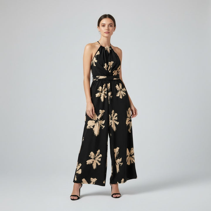 Plus Size Printed Casual Jumpsuit-Vyana Collective