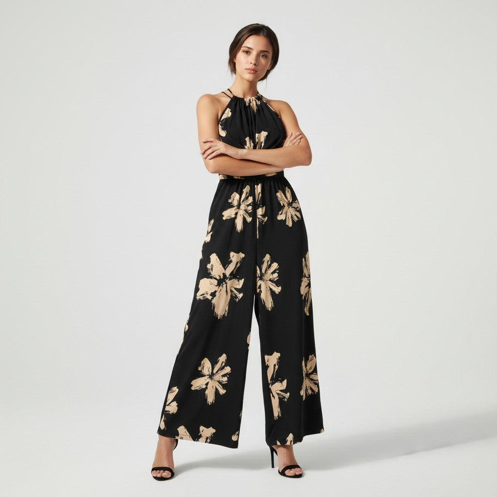 Plus Size Printed Casual Jumpsuit-Vyana Collective