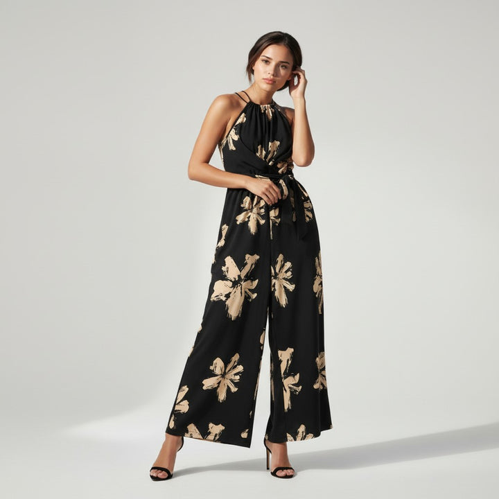 Plus Size Printed Casual Jumpsuit-Vyana Collective