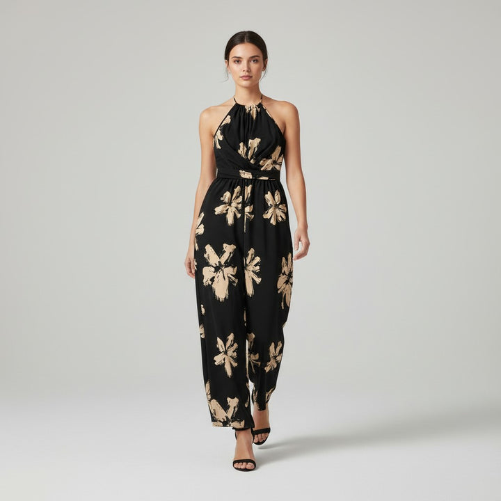 Plus Size Printed Casual Jumpsuit-Vyana Collective
