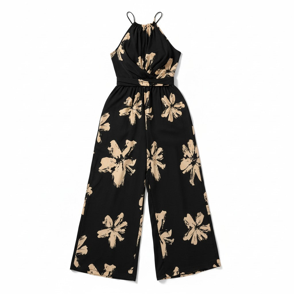 Plus Size Printed Casual Jumpsuit-Vyana Collective