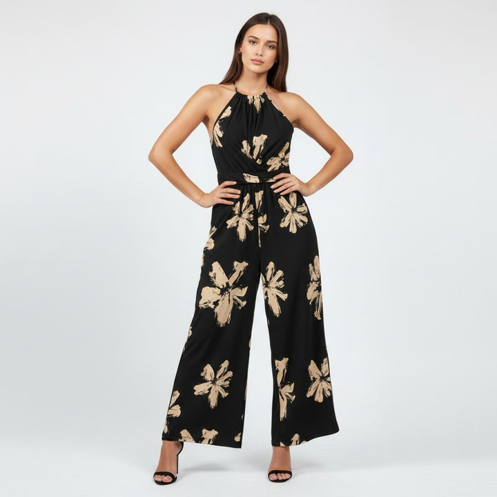 Plus Size Printed Casual Jumpsuit-Vyana Collective