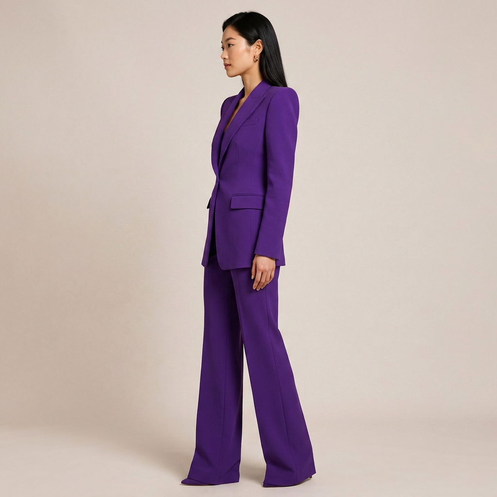 Purple Tailored Blazer and Wide Leg Pants Set for Meetings Ready and Executive Elegance Women-Vyana Collective