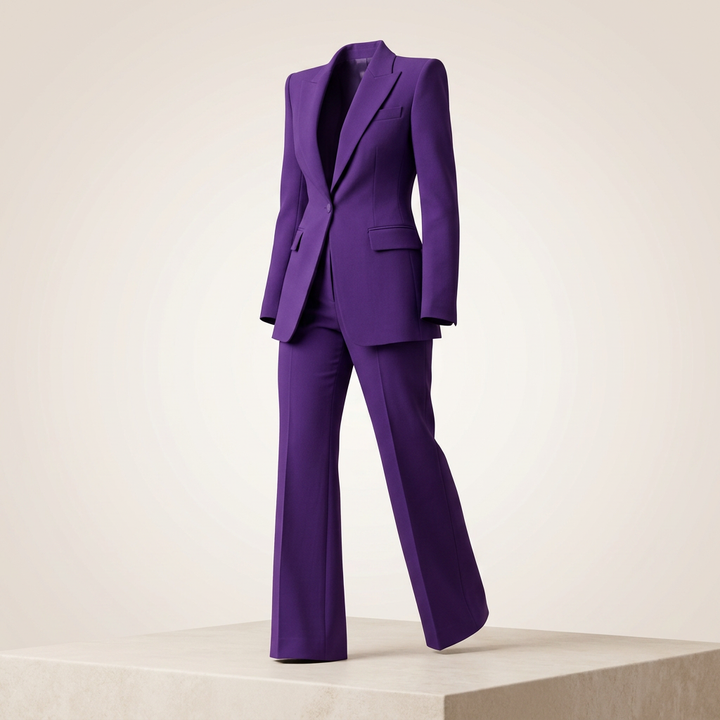 Purple Tailored Blazer and Wide Leg Pants Set for Meetings Ready and Executive Elegance Women-Vyana Collective