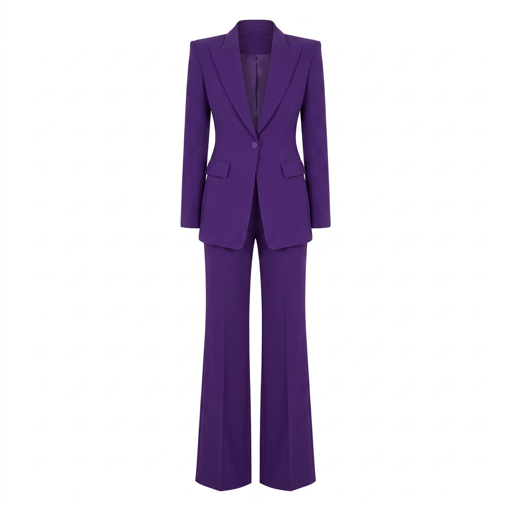 Purple Tailored Blazer and Wide Leg Pants Set for Meetings Ready and Executive Elegance Women-Vyana Collective