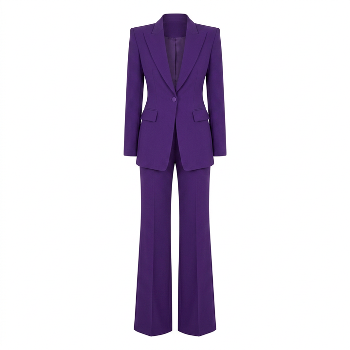 Purple Tailored Blazer and Wide Leg Pants Set for Meetings Ready and Executive Elegance Women-Vyana Collective