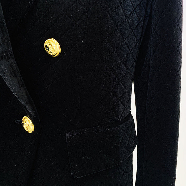 Quilted Velvet Double Breasted Blazer for Executive Office Style Women-Vyana Collective