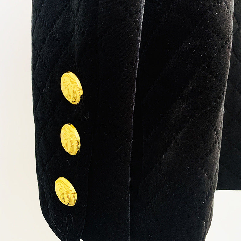 Quilted Velvet Double Breasted Blazer for Executive Office Style Women-Vyana Collective