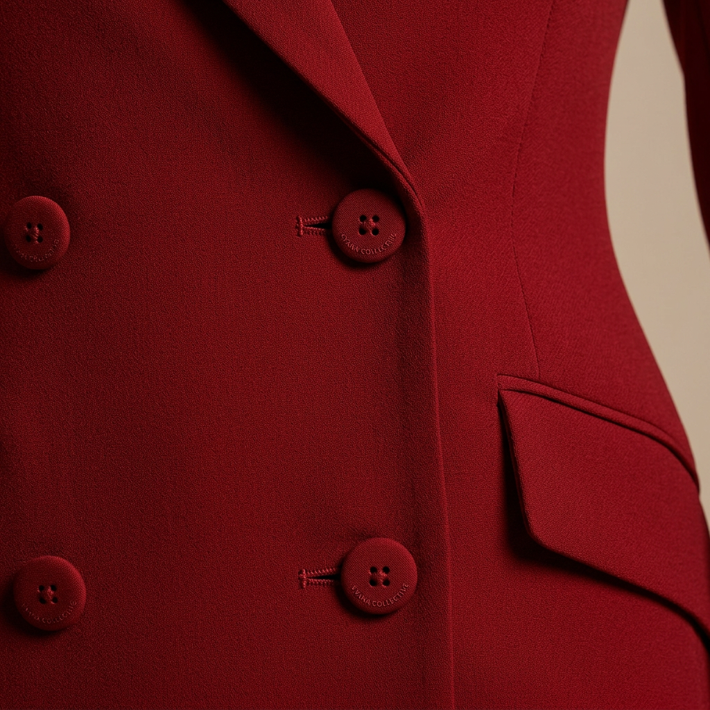 Red Double-Breasted Blazer and Wide Leg Trousers Suit for Power Dressing-Vyana Collective
