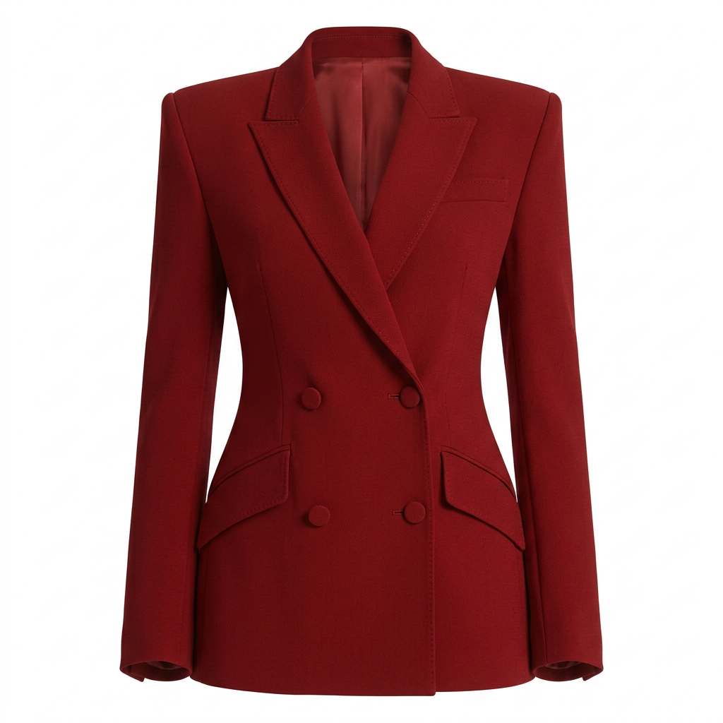 Red Double-Breasted Blazer and Wide Leg Trousers Suit for Power Dressing-Vyana Collective