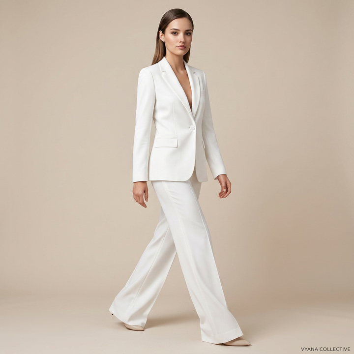 Relaxed Blazer and Wide Leg Trousers Suit Set for Meetings Ready and Modern Office Style Women-Vyana Collective