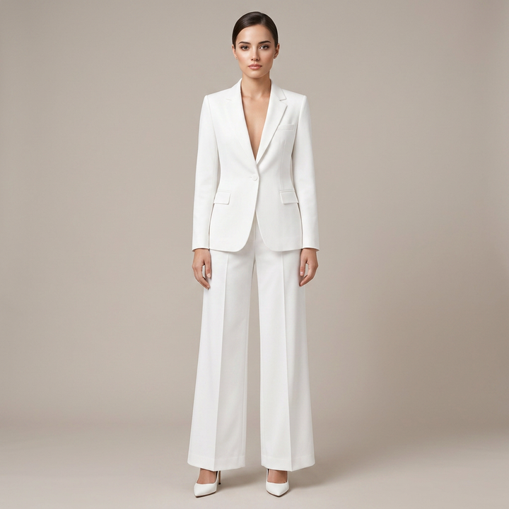 Relaxed Blazer and Wide Leg Trousers Suit Set for Meetings Ready and Modern Office Style Women-Vyana Collective