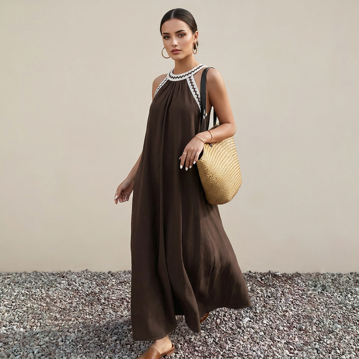 Resort Breeze Flared Halter Maxi Dress-Vyana Collective