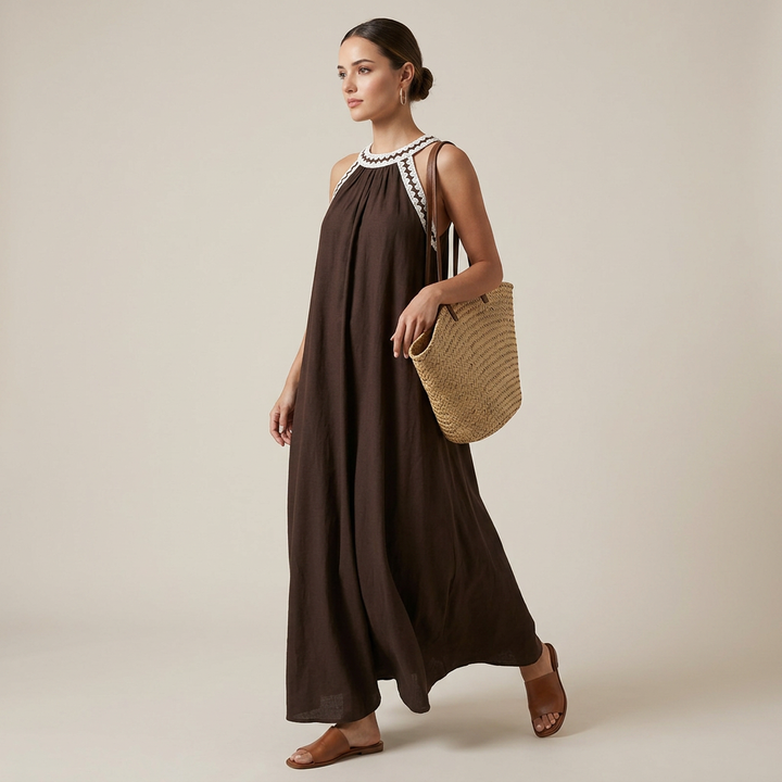 Resort Breeze Flared Halter Maxi Dress-Vyana Collective