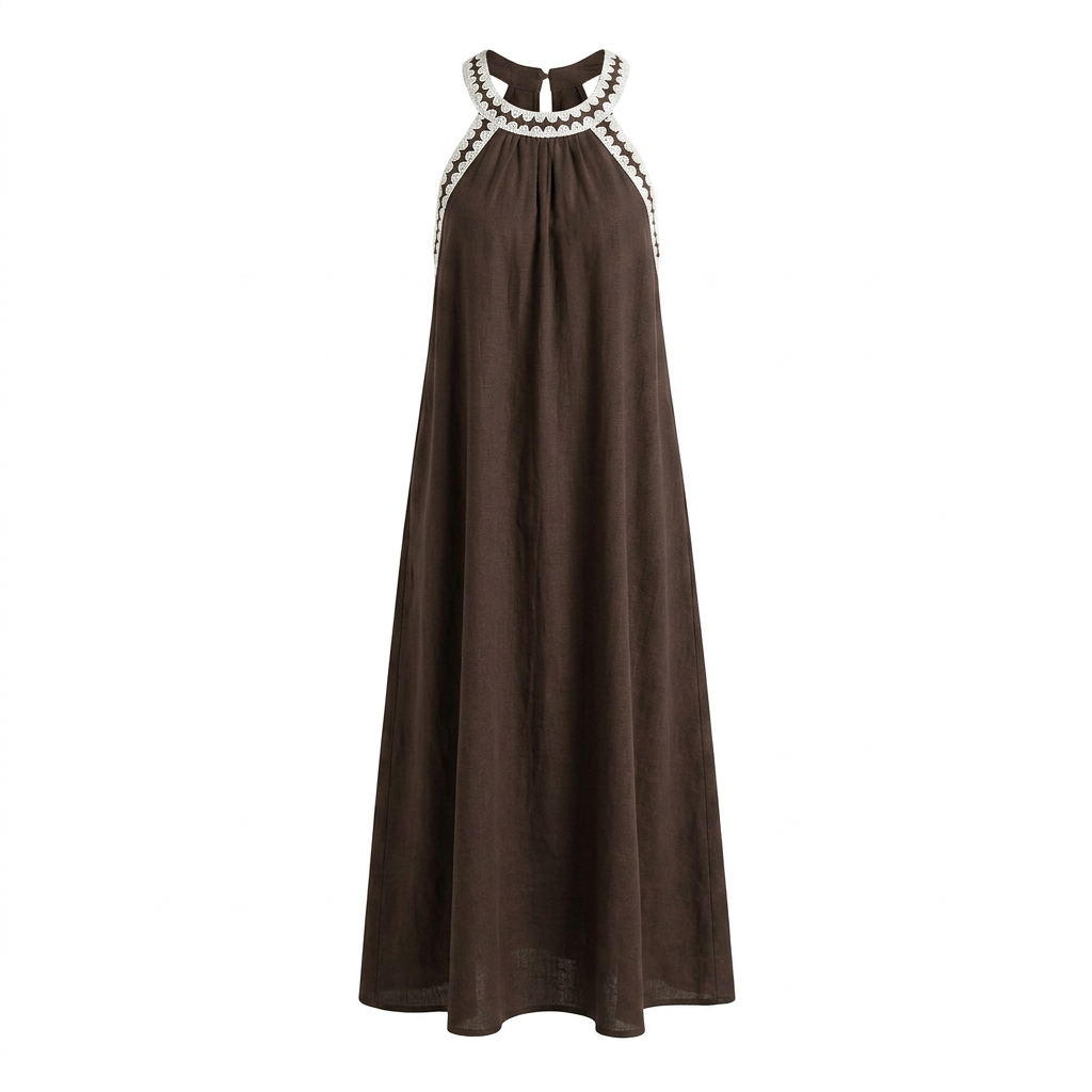Resort Breeze Flared Halter Maxi Dress-Vyana Collective
