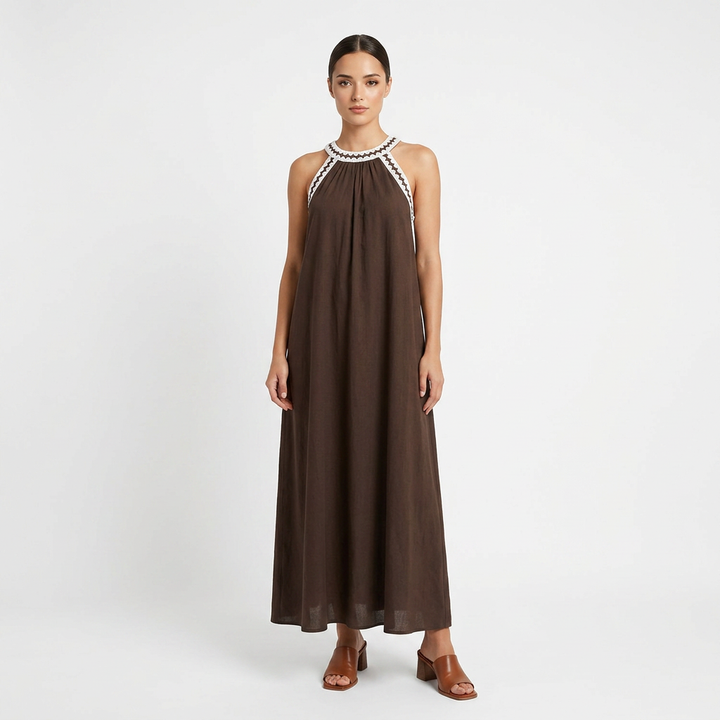 Resort Breeze Flared Halter Maxi Dress-Vyana Collective
