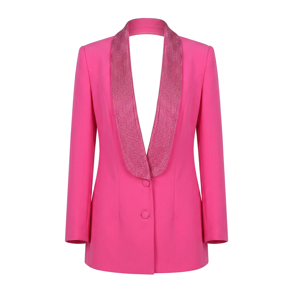 Rhinestone Shawl Collar Blazer Mini Dress for Elegant Evening Style Women-Vyana Collective