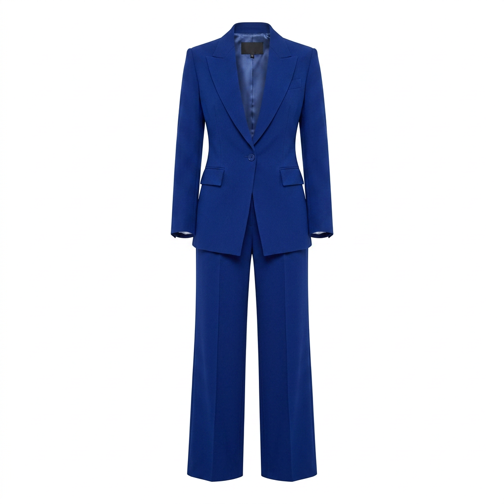 Royal Blue Tailored Blazer and Wide Leg Pants Set for Meetings Ready and Executive Elegance Women-Vyana Collective