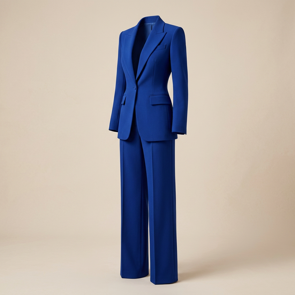 Royal Blue Tailored Blazer and Wide Leg Pants Set for Meetings Ready and Executive Elegance Women-Vyana Collective