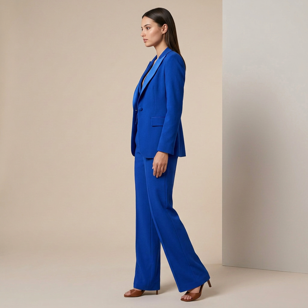 Royal Blue Three Piece Suit Set for Meetings Ready and Modern Power Dressing Women-Vyana Collective