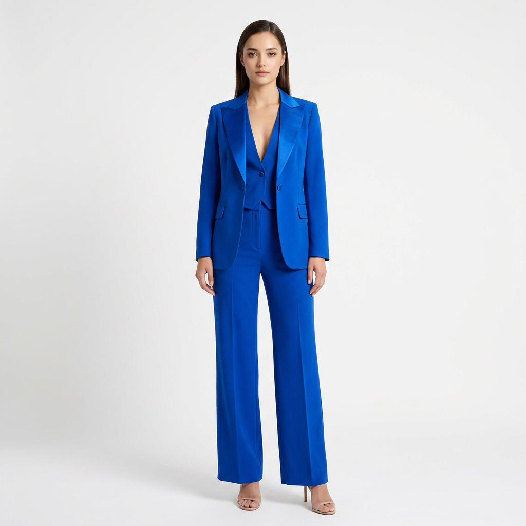 Royal Blue Three Piece Suit Set for Meetings Ready and Modern Power Dressing Women-Vyana Collective