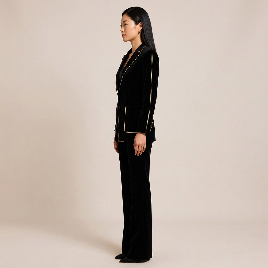 Scarf Detail Blazer and Wide Leg Pants Suit Set for Meetings Ready and Modern Executive Style Women-Vyana Collective