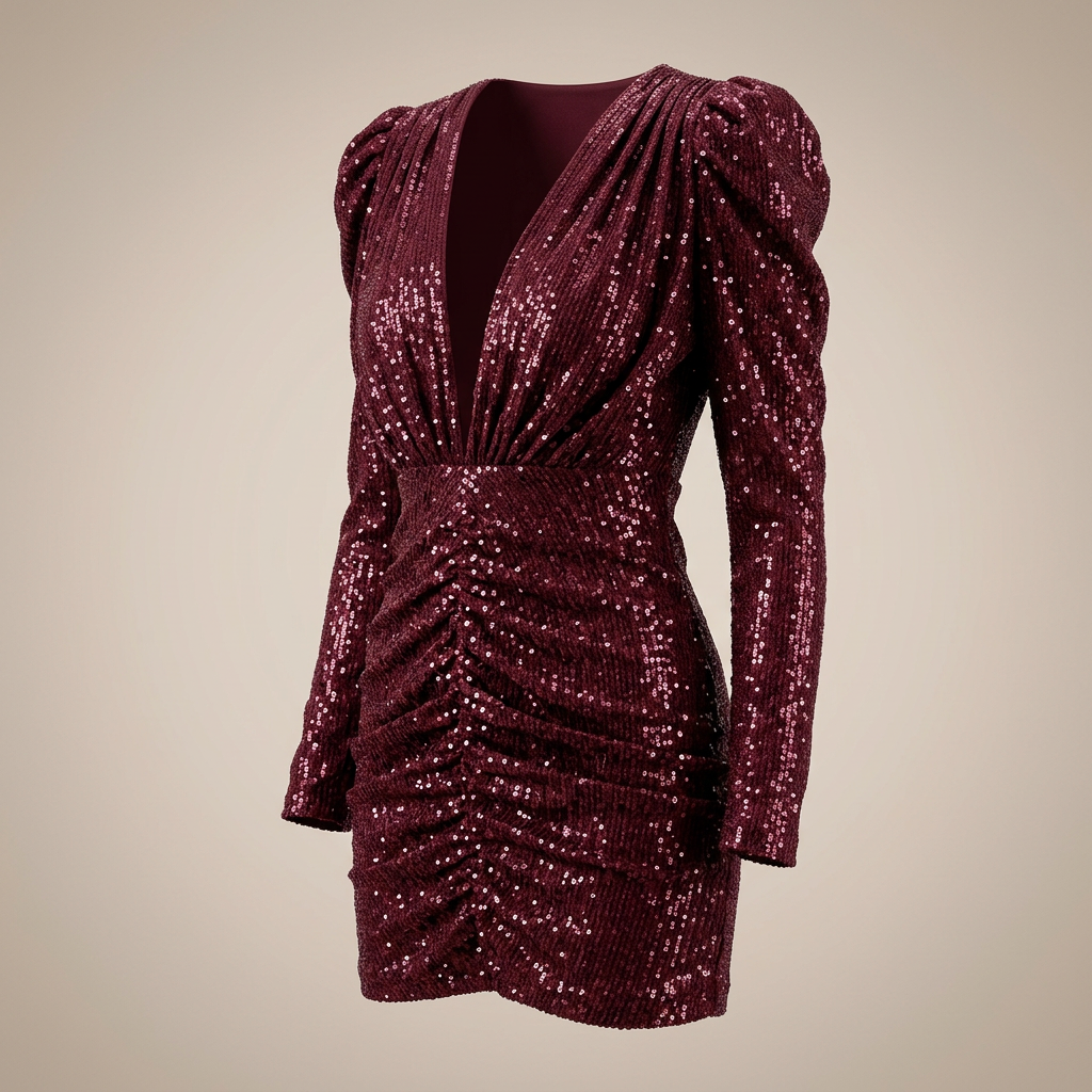 Sequin Plunge Neck Mini Dress for Friday Night Vibes and Cocktail Glamour Women-Vyana Collective