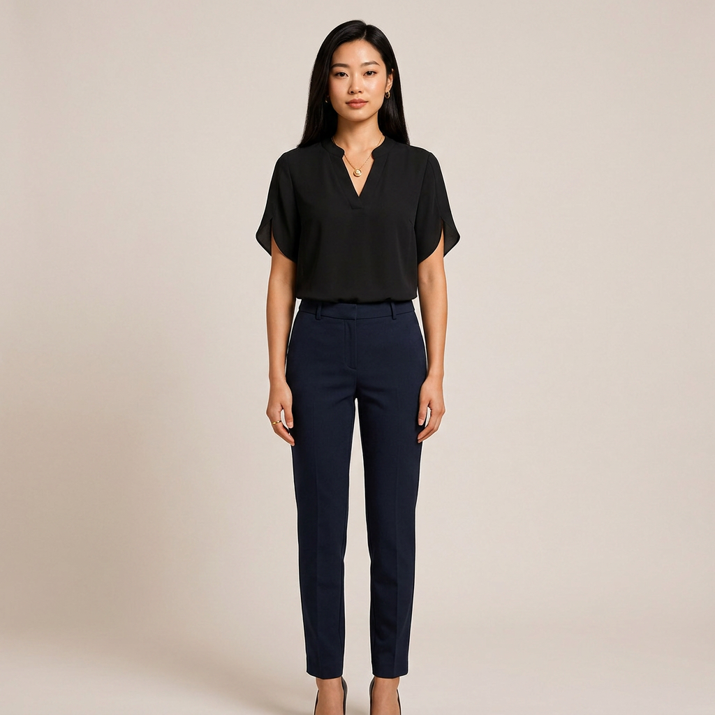 Short Sleeve V-Neck Chiffon Blouse for Meetings Ready and Everyday Office Style Women-Vyana Collective