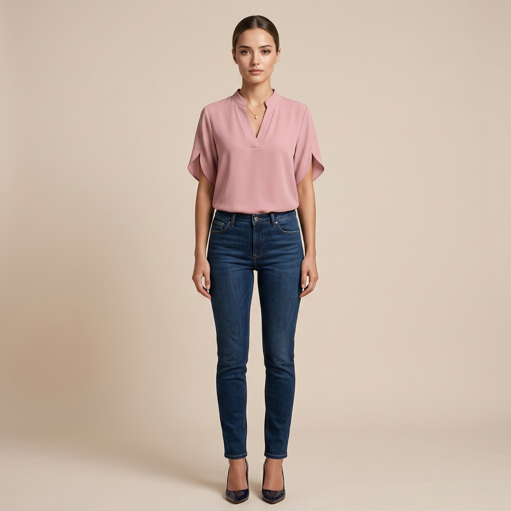 Short Sleeve V-Neck Chiffon Blouse for Meetings Ready and Everyday Office Style Women-Vyana Collective