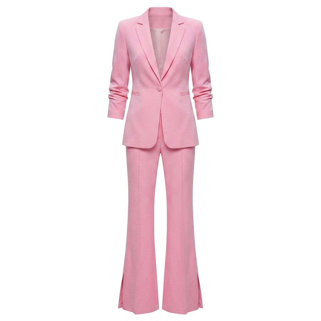 Single-Breasted Notched Lapel Blazer &amp; Split Flared Pants Suit Set-Vyana Collective